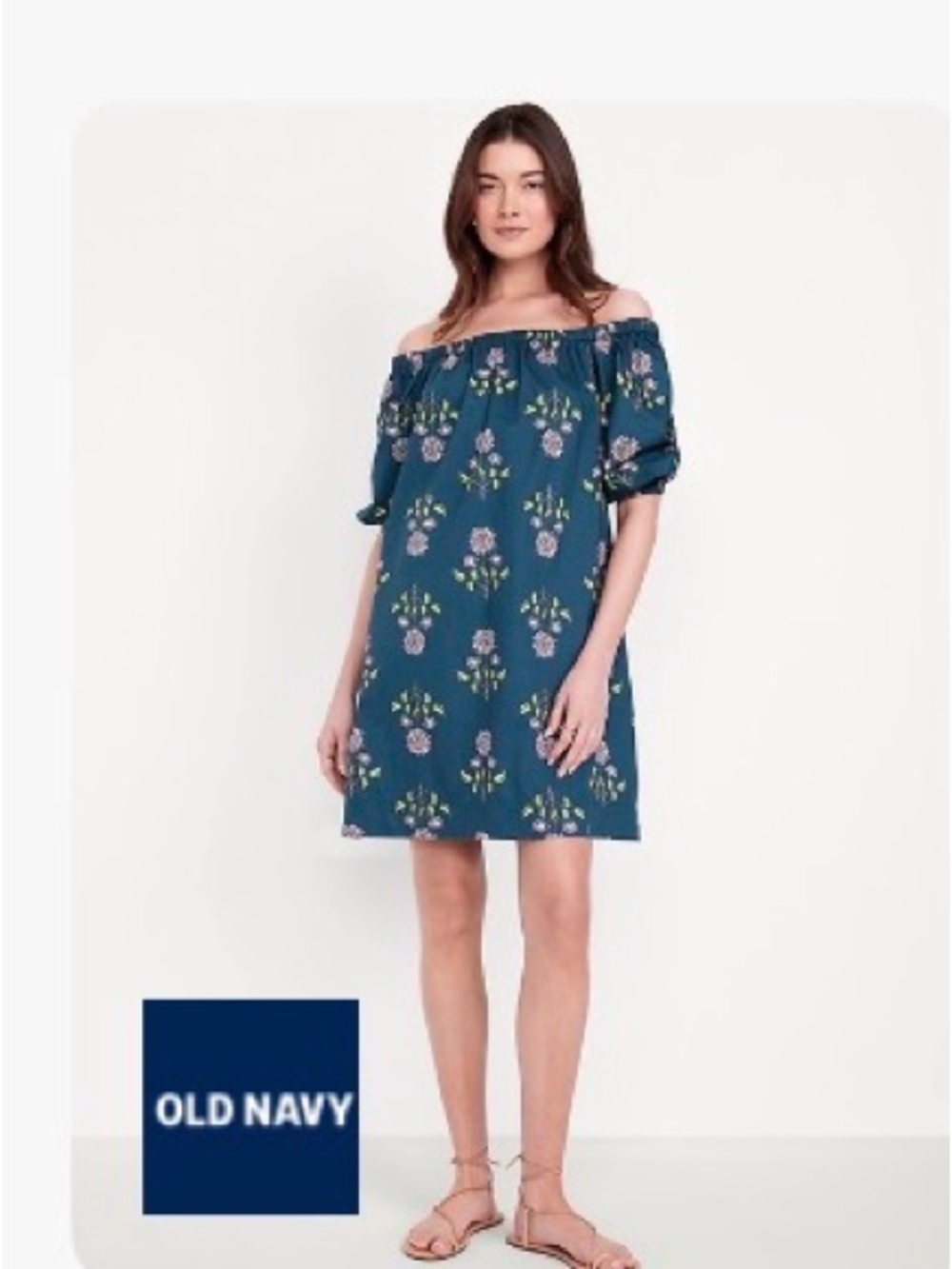 NWT Navy Floral Off-Shoulder Dress